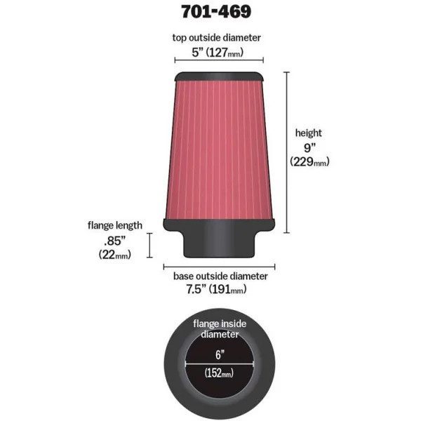 Xdp AA701469 Airaid SynthaMax Replacement Filter 701469 Flange 6